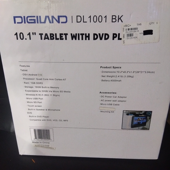 Digiland tablet with DVD player 10.1in - Picture 2 of 6